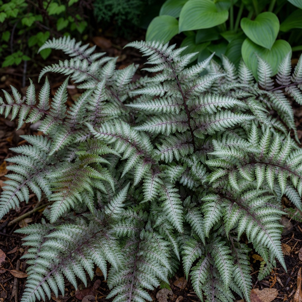 Japanese Painted Fern (Athyrium niponicum) identification photo
